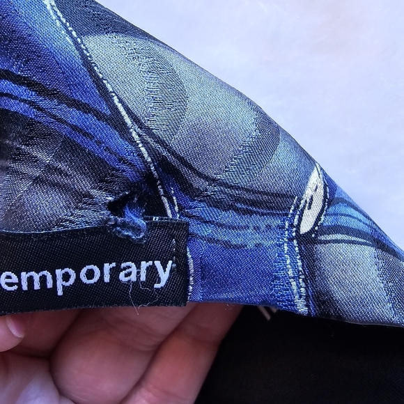 Murano 100% Silk Tie Blue Gray Black Pattern - Picture 6 of 7